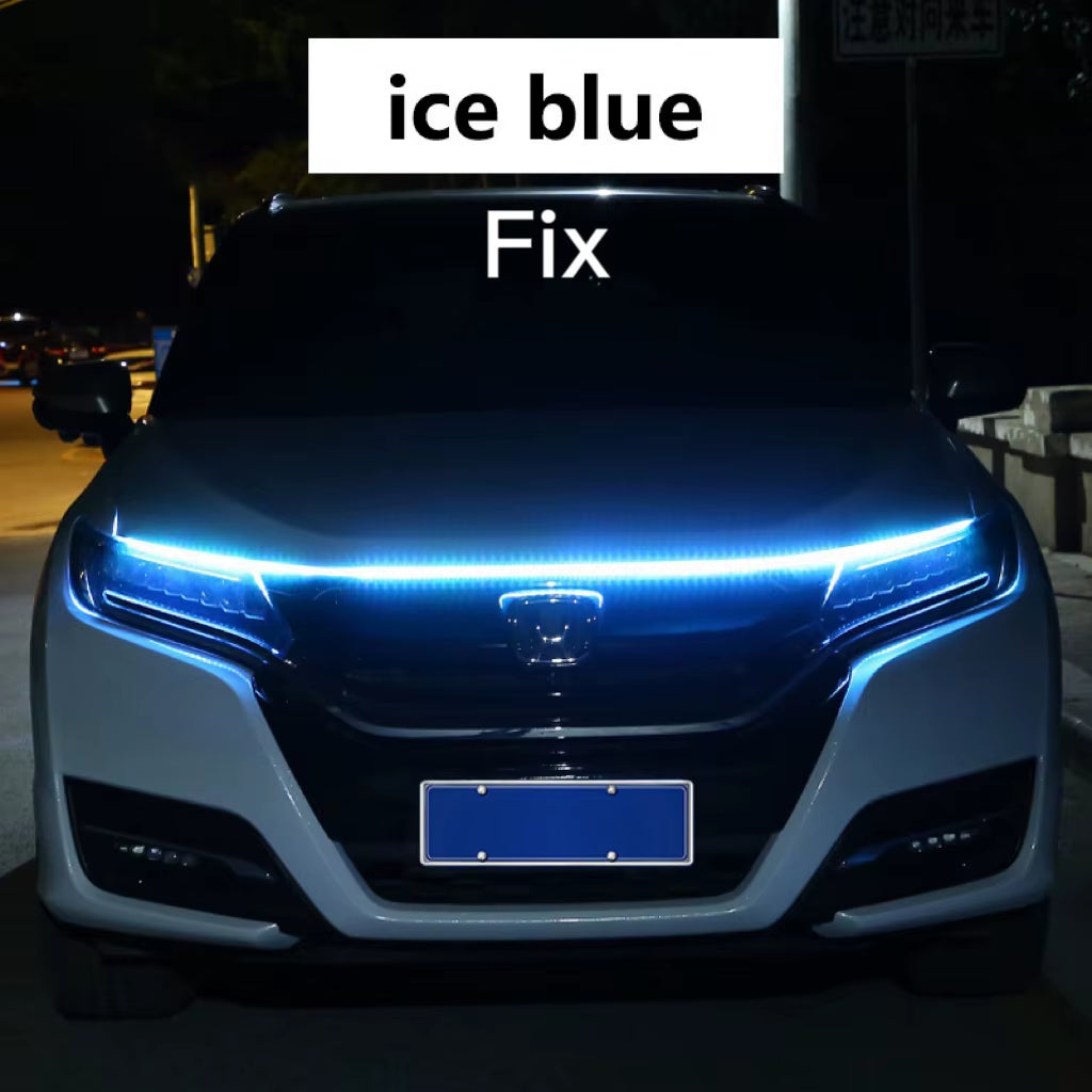 RXZ LED Daytime Running Light Scan Starting Car Hood Decorative Lights DRL Auto Engine Hood Guide Decorative Ambient Lamp 12V