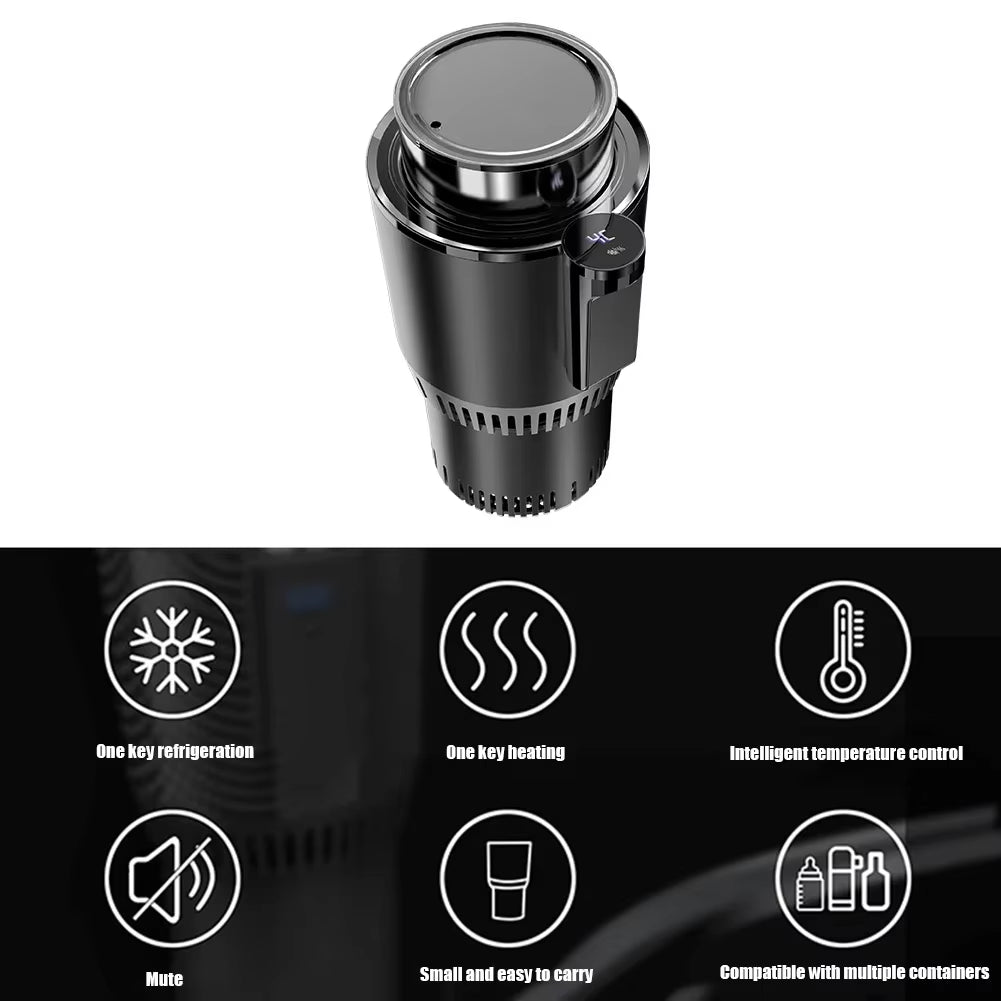 12V Car Office Cup Warmer Cooler with Temperature Display 2 in 1 Smart Beverage Mug Holder Cooling Drink Can Baby Bottle Warmer