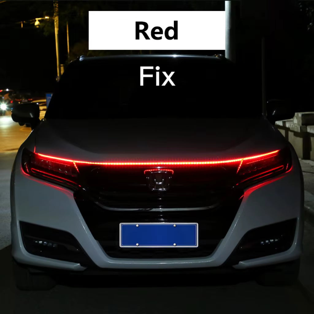 RXZ LED Daytime Running Light Scan Starting Car Hood Decorative Lights DRL Auto Engine Hood Guide Decorative Ambient Lamp 12V