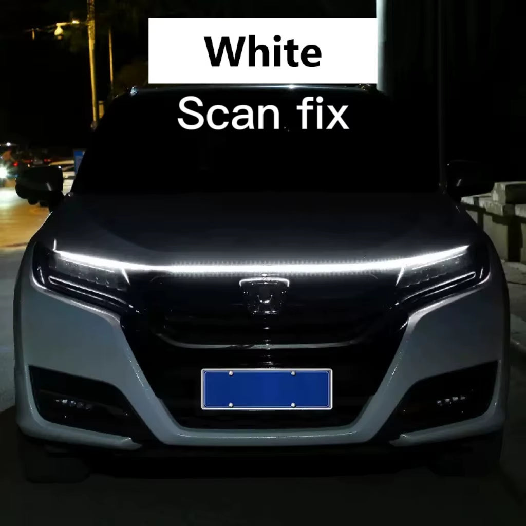 RXZ LED Daytime Running Light Scan Starting Car Hood Decorative Lights DRL Auto Engine Hood Guide Decorative Ambient Lamp 12V