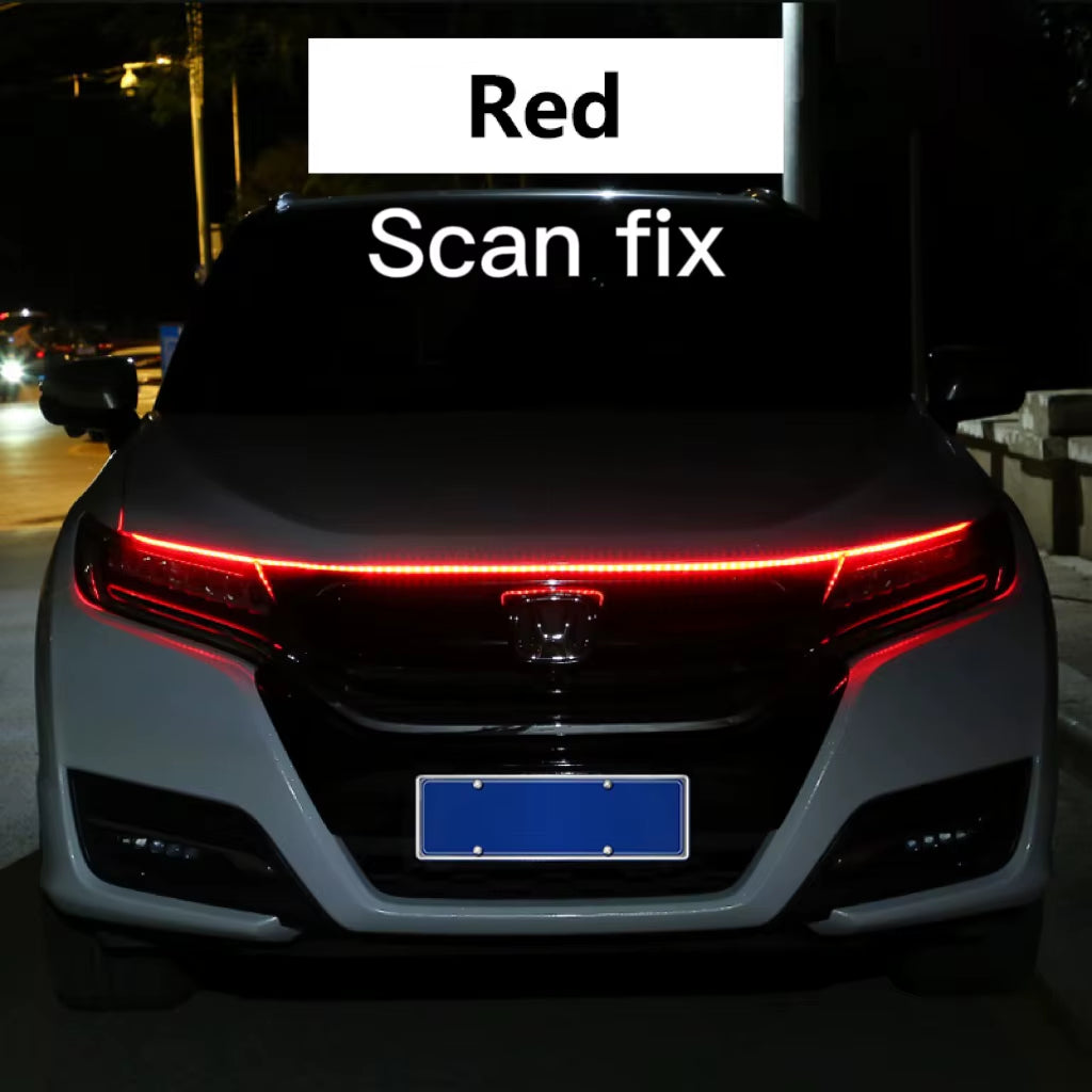 RXZ LED Daytime Running Light Scan Starting Car Hood Decorative Lights DRL Auto Engine Hood Guide Decorative Ambient Lamp 12V