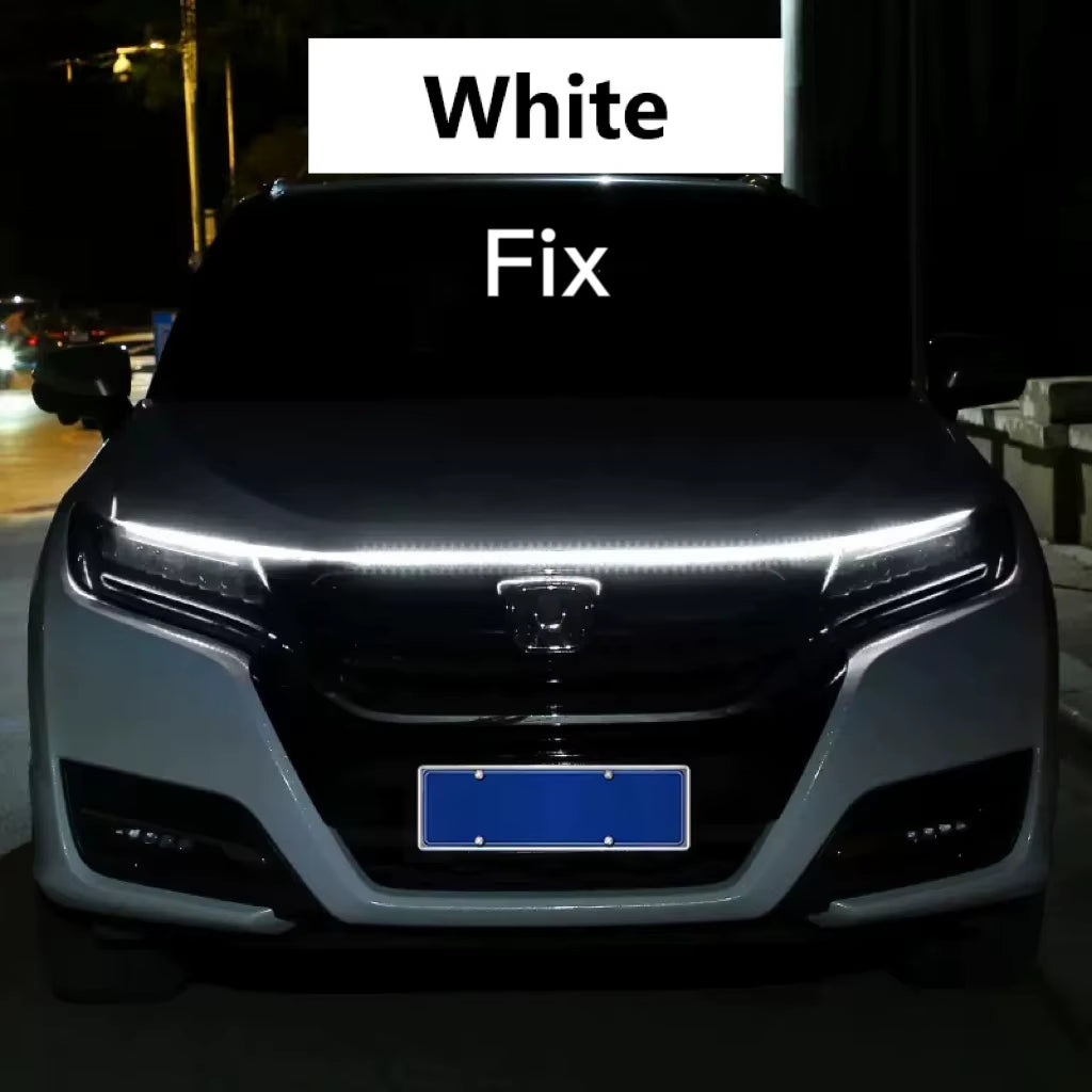 RXZ LED Daytime Running Light Scan Starting Car Hood Decorative Lights DRL Auto Engine Hood Guide Decorative Ambient Lamp 12V