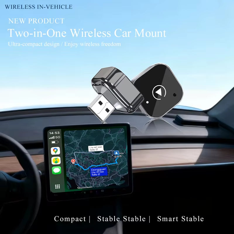 2In1 Wireless Carplay Adapter Android Auto Wired to Wireless Automatic Connection AI Smart Box for All Cars with Wired Carplay