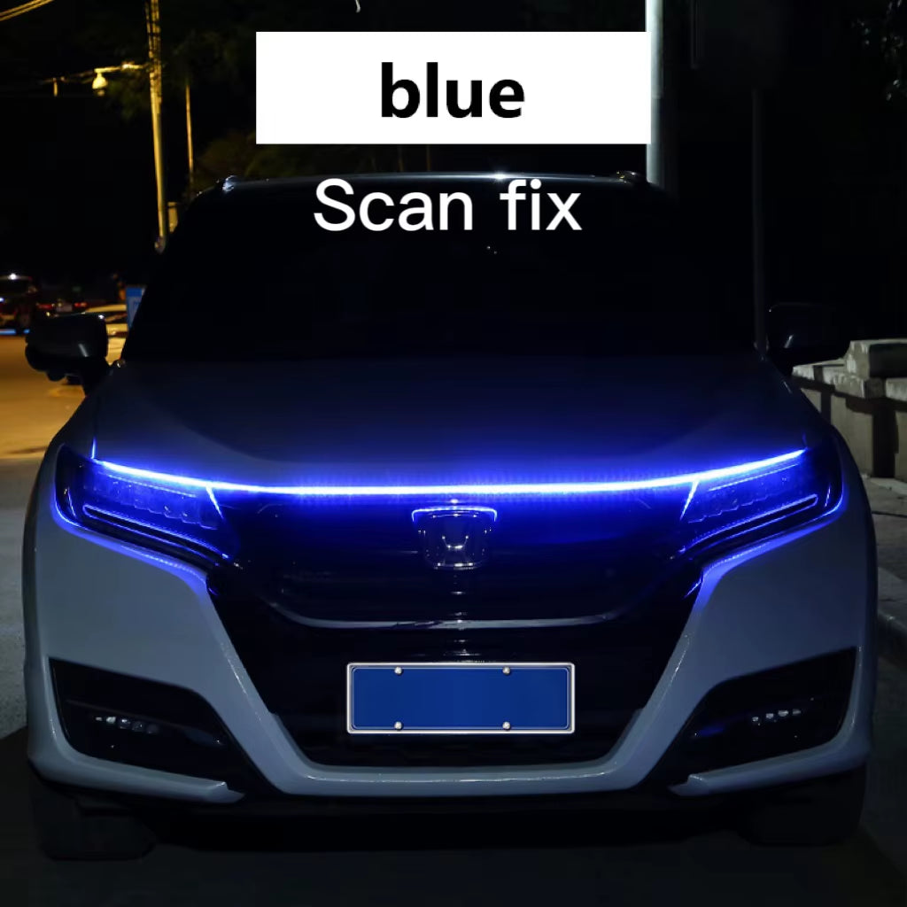 RXZ LED Daytime Running Light Scan Starting Car Hood Decorative Lights DRL Auto Engine Hood Guide Decorative Ambient Lamp 12V