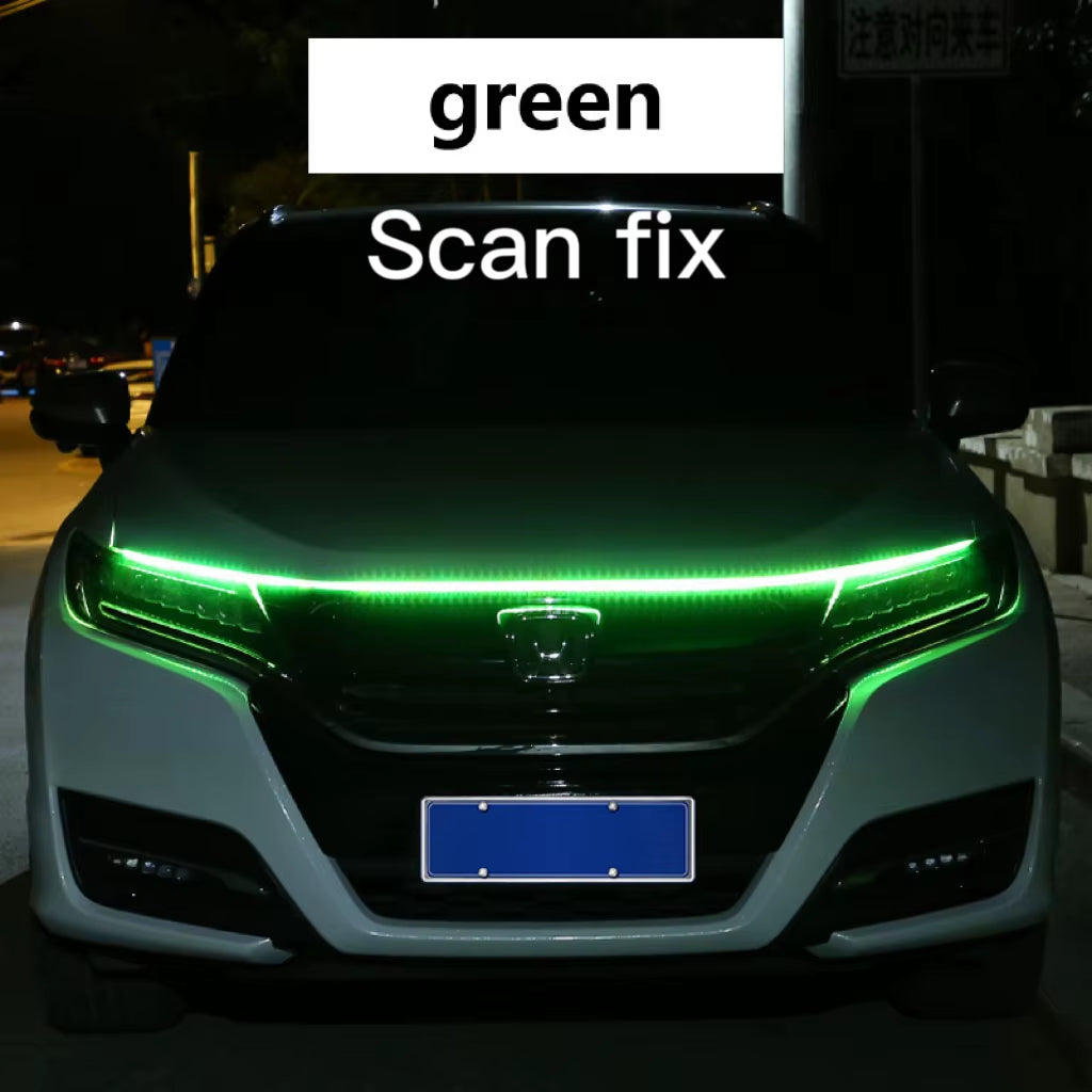 RXZ LED Daytime Running Light Scan Starting Car Hood Decorative Lights DRL Auto Engine Hood Guide Decorative Ambient Lamp 12V